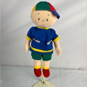 Cinar Caillou Plush Doll Yellow Shirt Blue Shorts Baseball Cap Ragdoll 10”